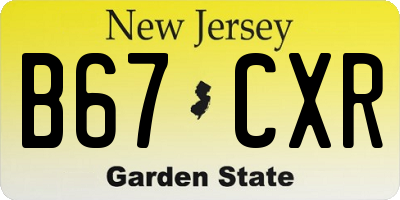 NJ license plate B67CXR