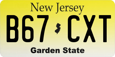 NJ license plate B67CXT