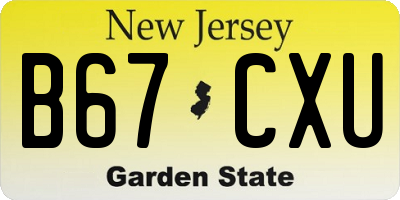 NJ license plate B67CXU