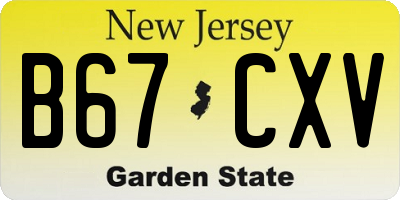 NJ license plate B67CXV