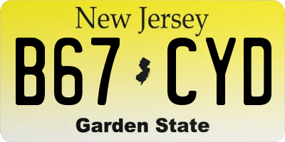 NJ license plate B67CYD