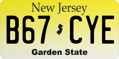 NJ license plate B67CYE