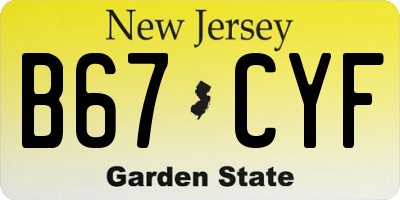 NJ license plate B67CYF