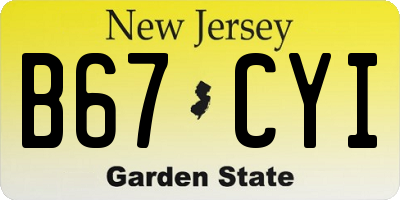 NJ license plate B67CYI