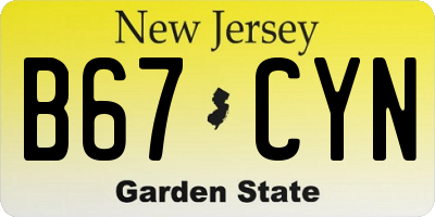 NJ license plate B67CYN