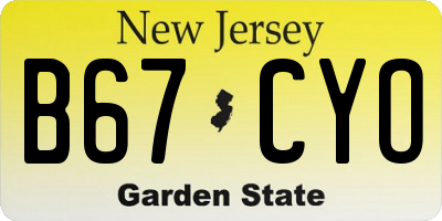 NJ license plate B67CYO