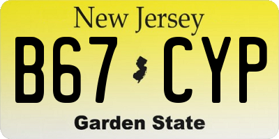 NJ license plate B67CYP