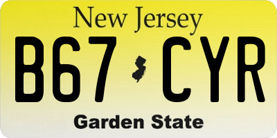 NJ license plate B67CYR