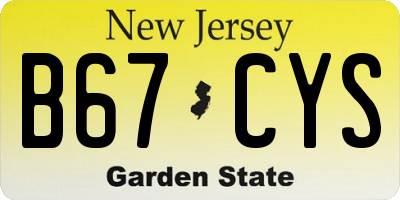 NJ license plate B67CYS