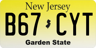 NJ license plate B67CYT