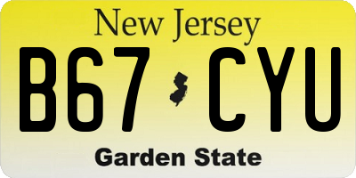 NJ license plate B67CYU