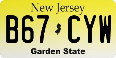 NJ license plate B67CYW