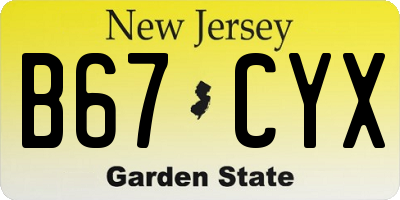 NJ license plate B67CYX