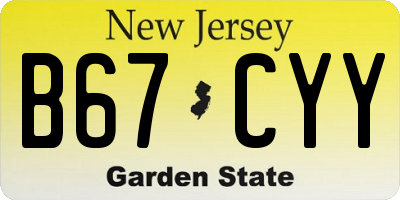 NJ license plate B67CYY