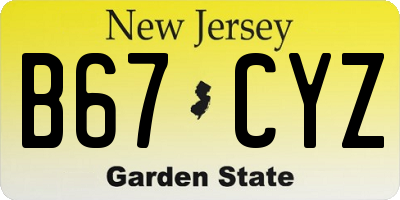 NJ license plate B67CYZ