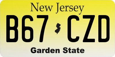 NJ license plate B67CZD