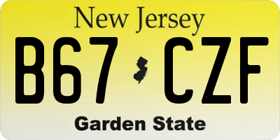 NJ license plate B67CZF