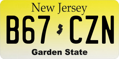 NJ license plate B67CZN
