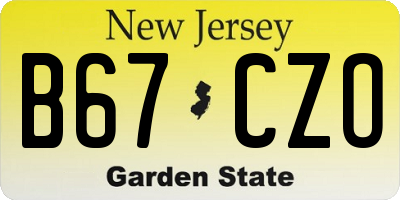 NJ license plate B67CZO