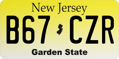 NJ license plate B67CZR