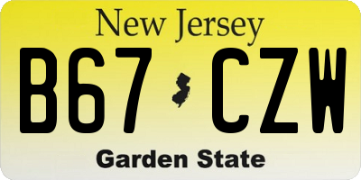 NJ license plate B67CZW