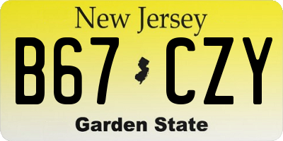 NJ license plate B67CZY