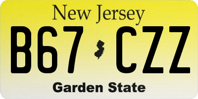 NJ license plate B67CZZ