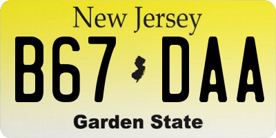 NJ license plate B67DAA