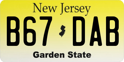 NJ license plate B67DAB