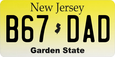 NJ license plate B67DAD