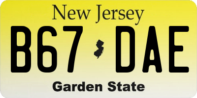 NJ license plate B67DAE