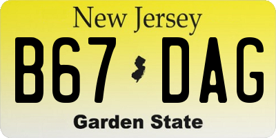 NJ license plate B67DAG