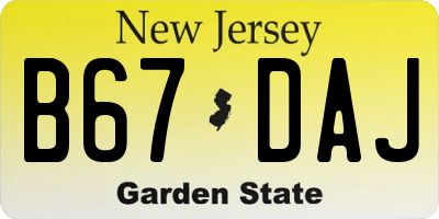 NJ license plate B67DAJ