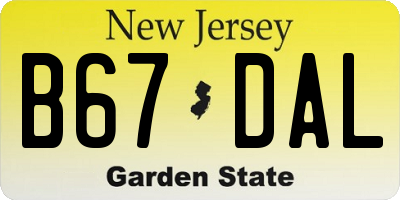 NJ license plate B67DAL