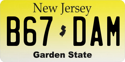 NJ license plate B67DAM