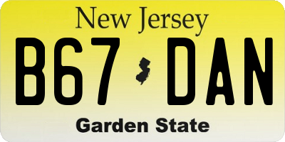 NJ license plate B67DAN