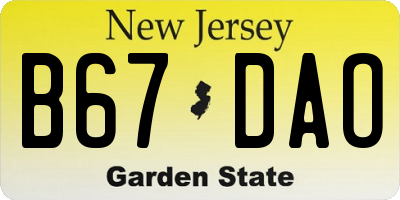 NJ license plate B67DAO