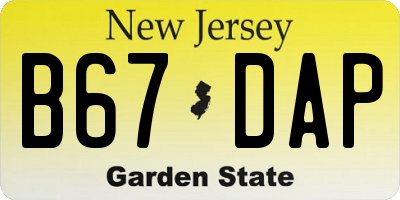 NJ license plate B67DAP