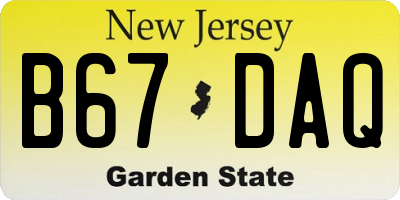 NJ license plate B67DAQ