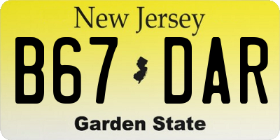 NJ license plate B67DAR