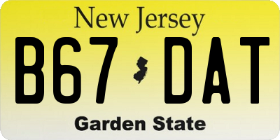 NJ license plate B67DAT