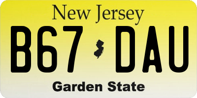 NJ license plate B67DAU
