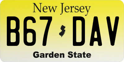 NJ license plate B67DAV