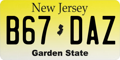 NJ license plate B67DAZ