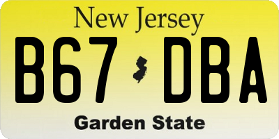 NJ license plate B67DBA