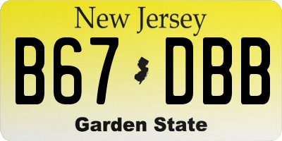 NJ license plate B67DBB