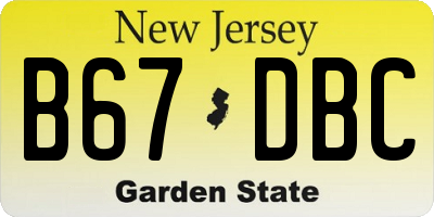 NJ license plate B67DBC