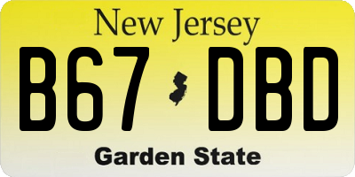 NJ license plate B67DBD