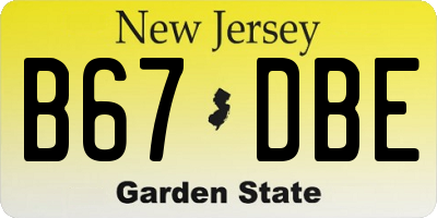 NJ license plate B67DBE