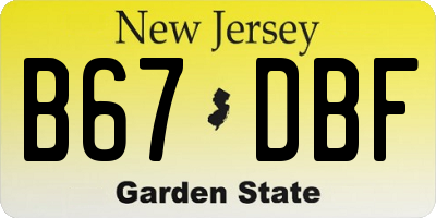 NJ license plate B67DBF